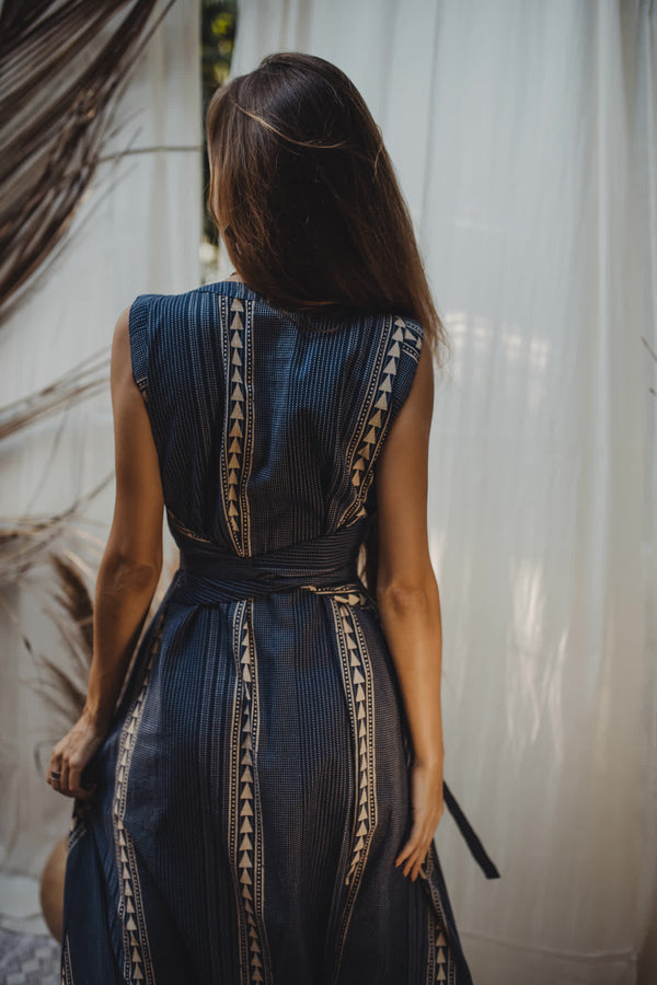 Moon Dance Dress - Blue Block Print